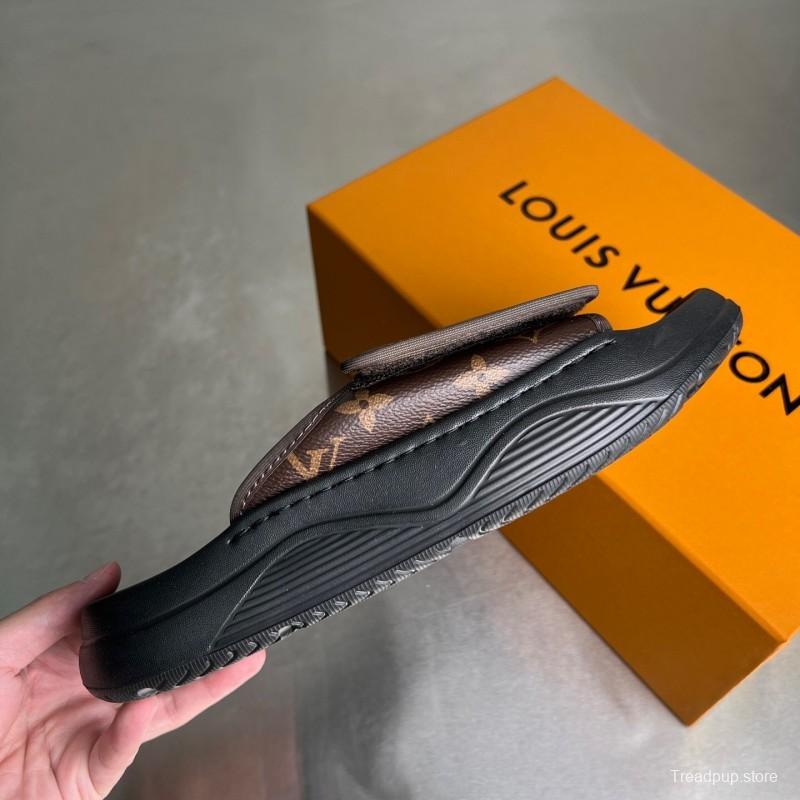 Louis Vuitton Miami Mule Slip-On Sandals with Velcro Strap - YC