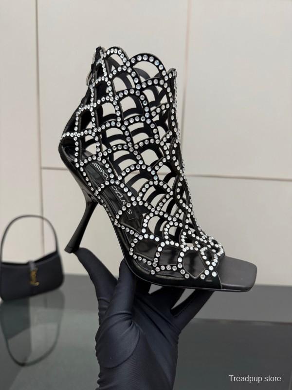 Sergio Rossi Mermaid Sandals 2025 SS Collection Fishnet High Heels - KFY00470