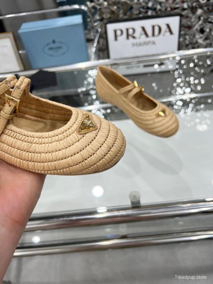 Prada Summer New Raffia Ballet Flats - KFY00340
