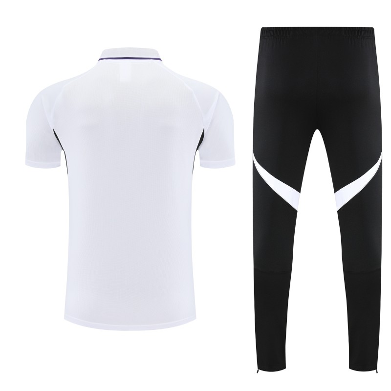 26/27  Manchester United White Polo Training Shirt + Long Pants Tracksuit
