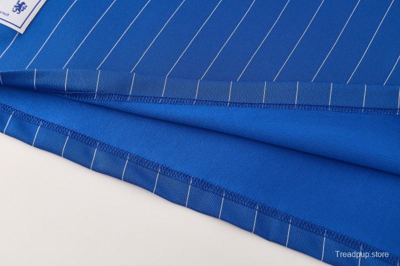 26/27 Chelsea FC  Blue  Stripes Short Sleeve+ White Soccer Shorts