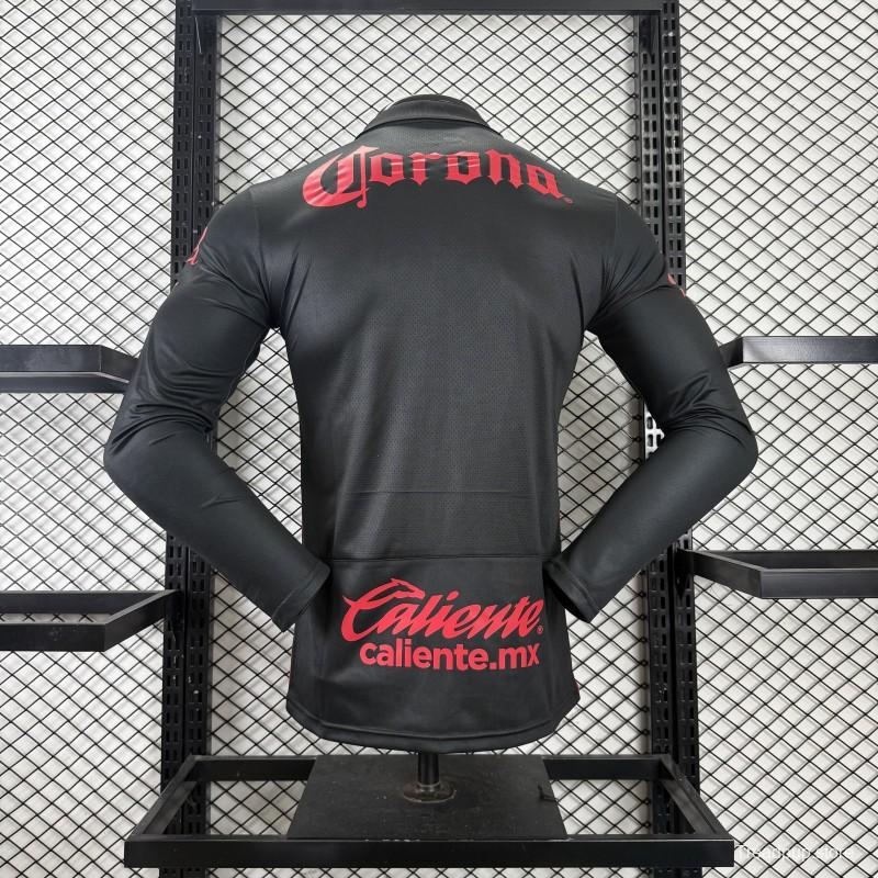 Player Version 25/26 Deportivo Toluca FC Black Goalkeeper Long Sleeve Jersey with Polo Collar