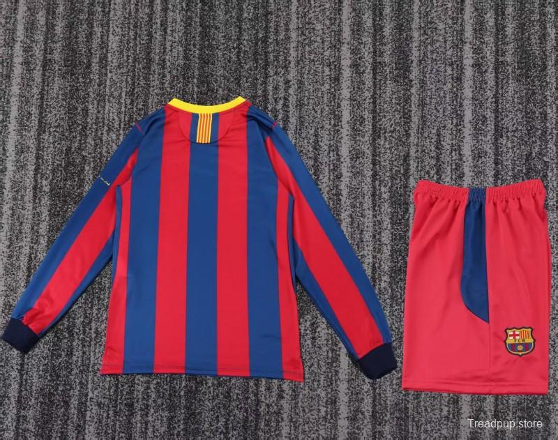 Retro Kids 10/11 Barcelona Red Blue Home Long Sleeve Jersey