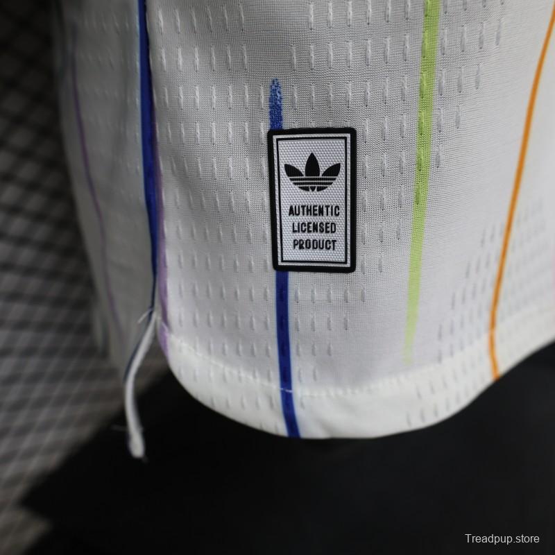 Player Version 2026 Japan Special Edition White with Rainbow  Pinstripe Long Sleeve Jersey