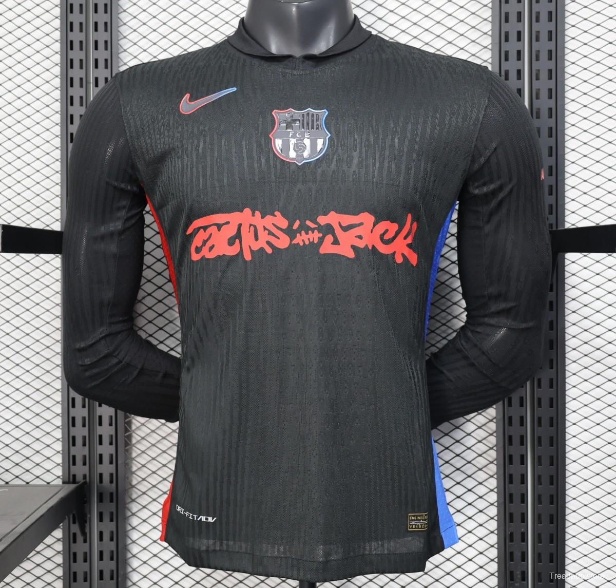Player Version 24/25 Barcelona x Travis Scott Away Black Jersey With Red Sponsor