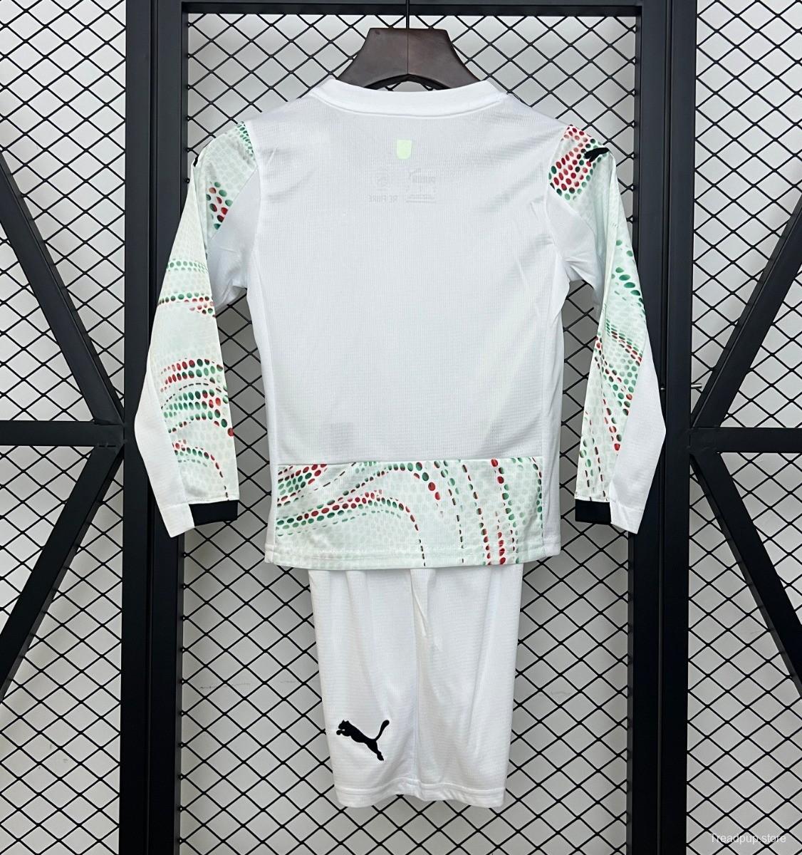 2025 Kids Portugal Away White Long Sleeve Jersey