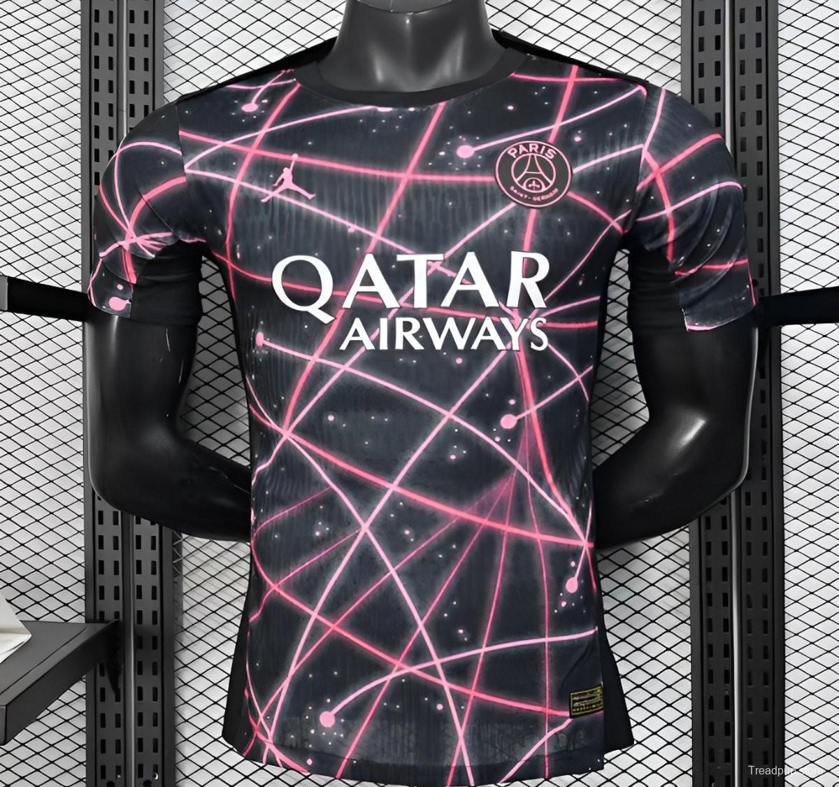 Player Version 25/26 Paris Saint-Germain PSG Black with Neon Geometric Network Jersey