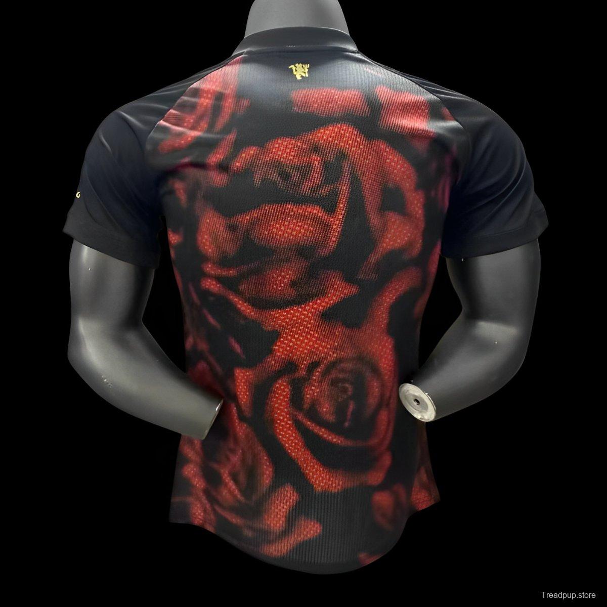 Player Version 25/26 Manchester United Y3 Black with Red Dragon Pattern Jersey