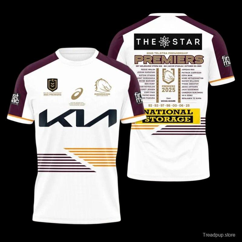 25/26 Brisbane Broncos White with Maroon Sleeves and Diagonal Geometric Stripes  Champion Jersey