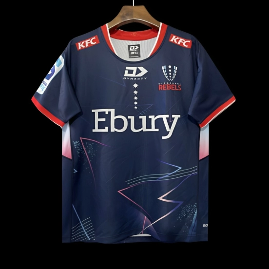 25/26 Melbourne Rebels Navy with Lightning Pattern and Pink Gradient Jersey
