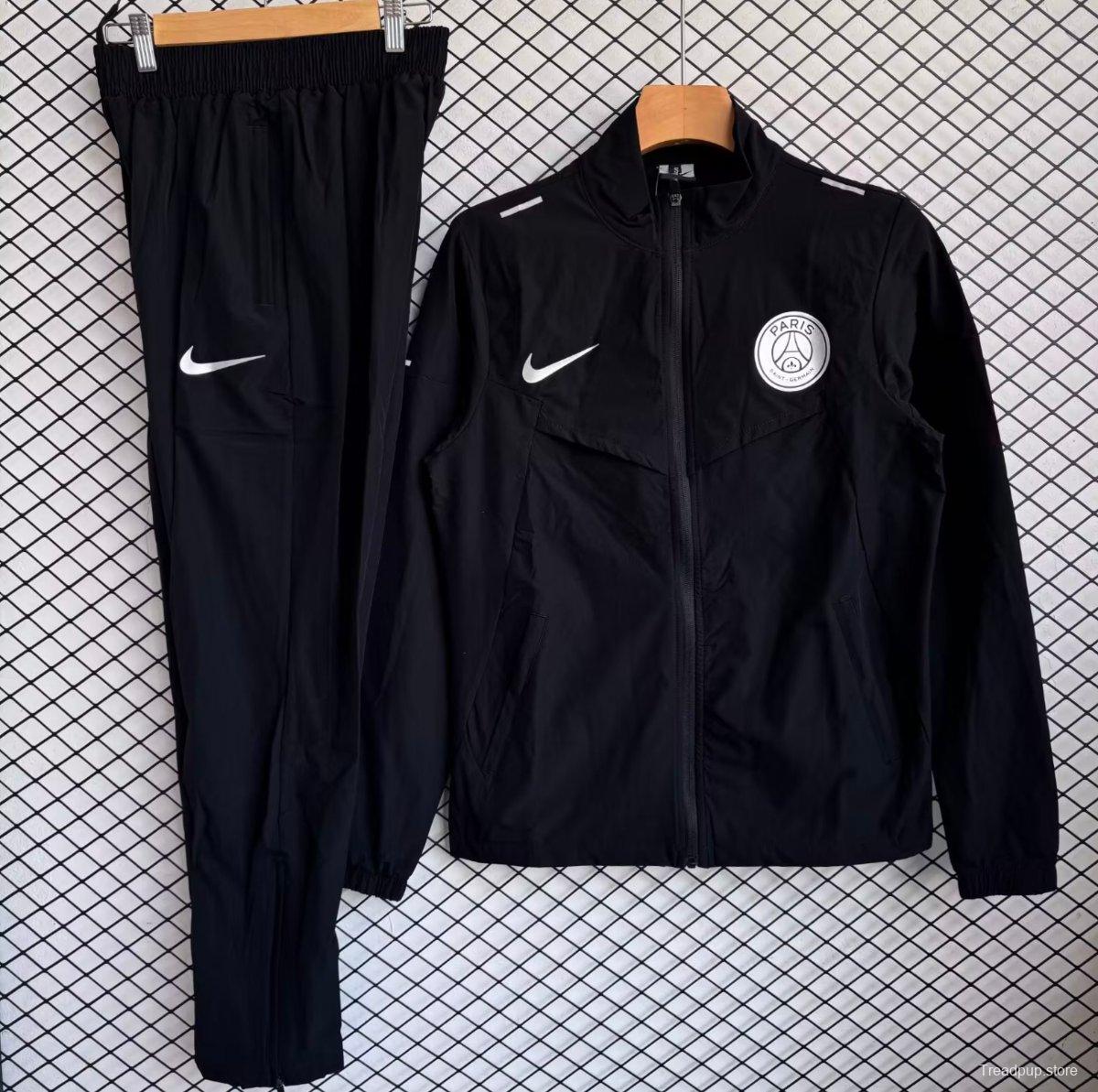 25/26 Paris Saint-Germain Black Full zipper Jacket Tracksuit+ long pants